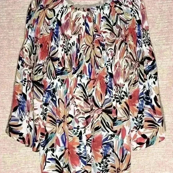 Spense Women's Large Top Flowy Boho Blouse Flared Bell Sleeves size L#149 - Picture 3 of 10